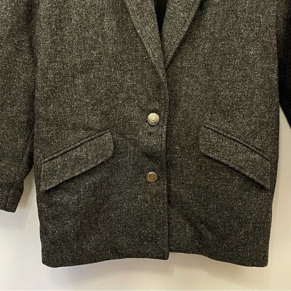 Adec by Phillipe Adec Sz M Black Gray 100% Wool Drop Shoulder Tweed Blazer #4083 - Picture 5 of 9